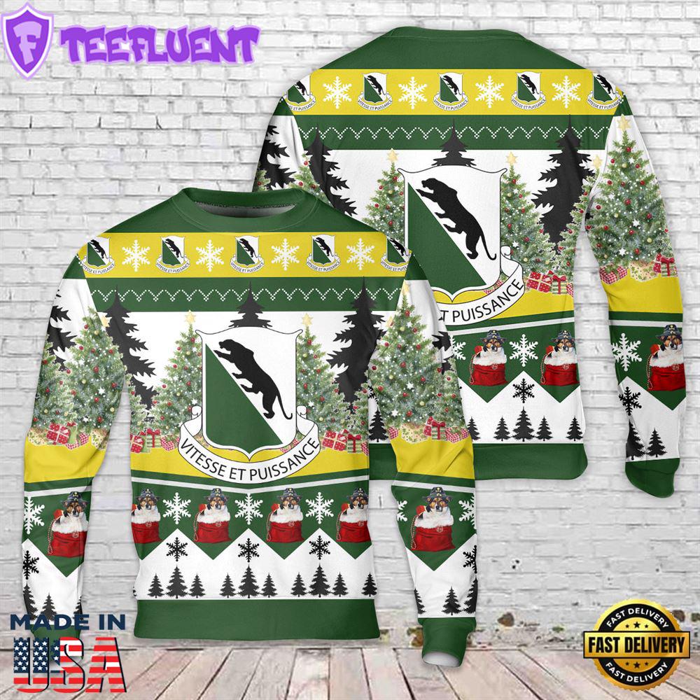 US Army 2nd BN, 2-69 AR Christmas AOP Knitted Sweater