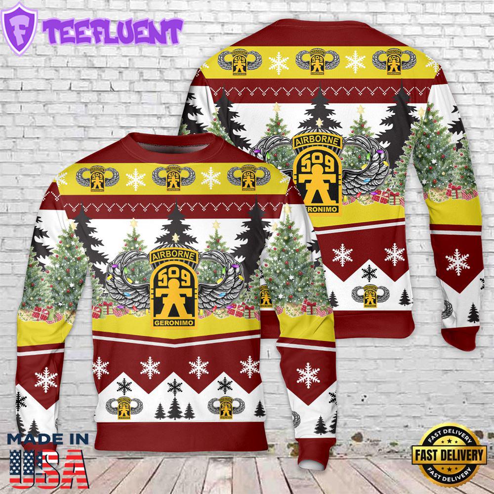 US Army 509th Parachute Infantry Regiment Geronimo Christmas Sweater
