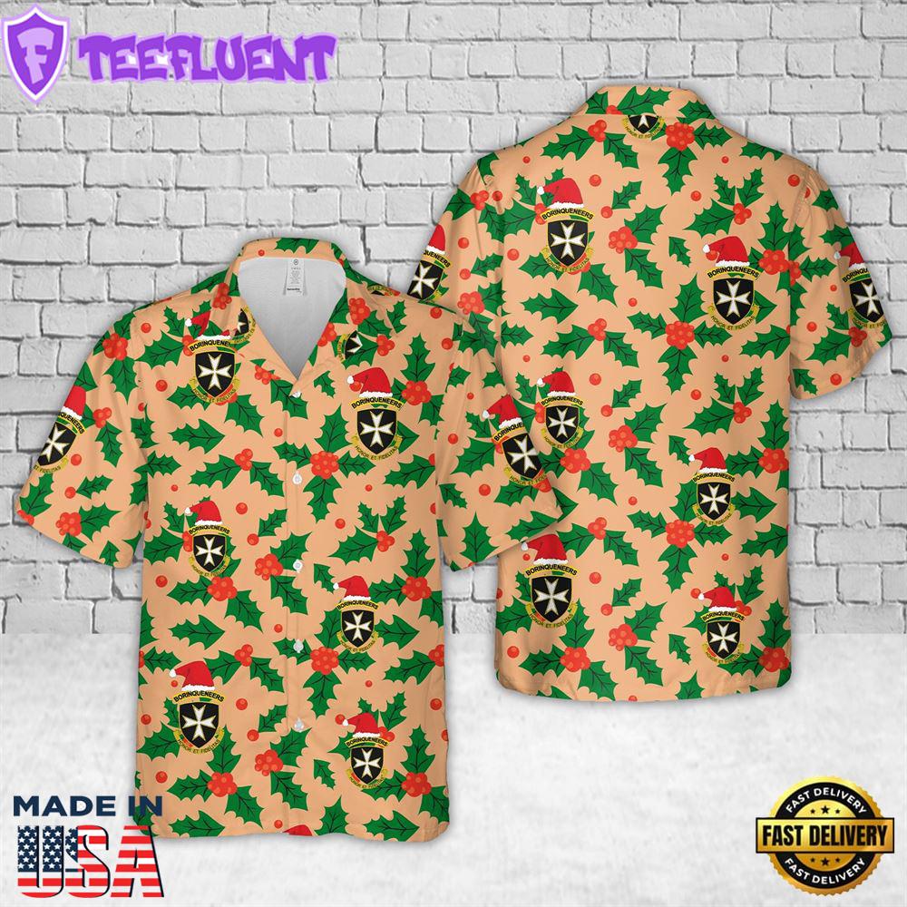 US Army 65th Infantry Regiment The Borinqueneers Christmas Hawaiian Shirt