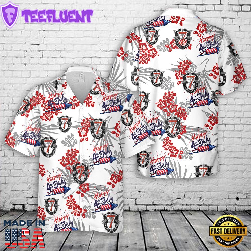 US Army 7th Special Forces Group (7th SFG), 4th Of July Hawaiian Shirt