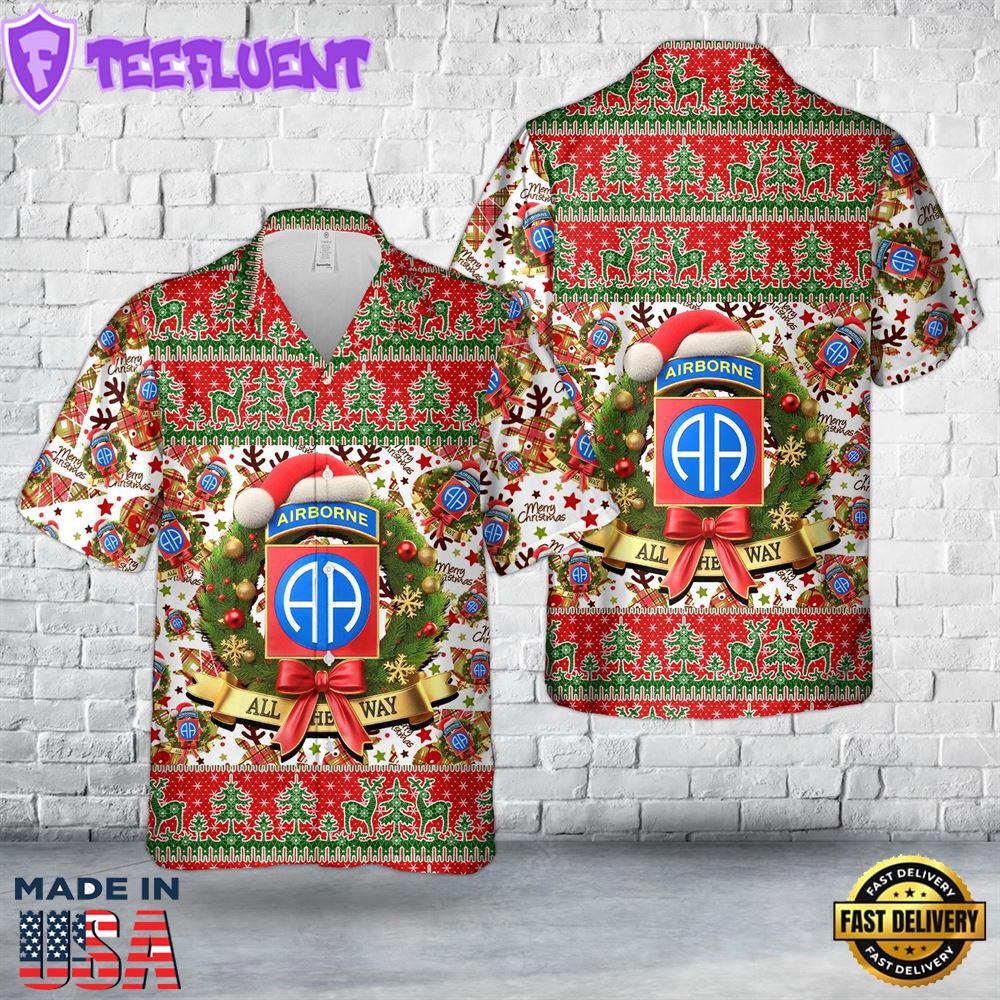 US Army 82nd Airborne Division Christmas Hawaiian Shirt 1