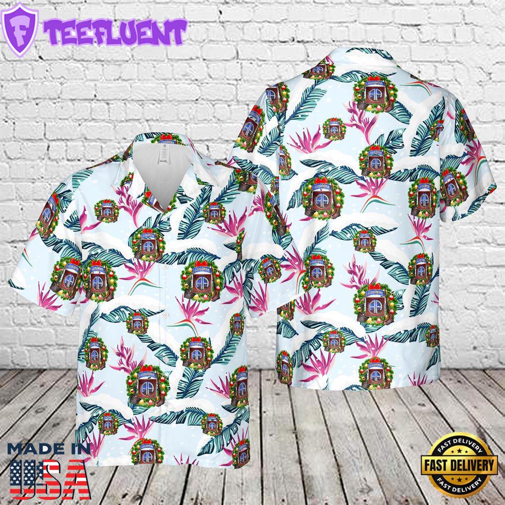 US Army 82nd Airborne Division Christmas Hawaiian Shirt