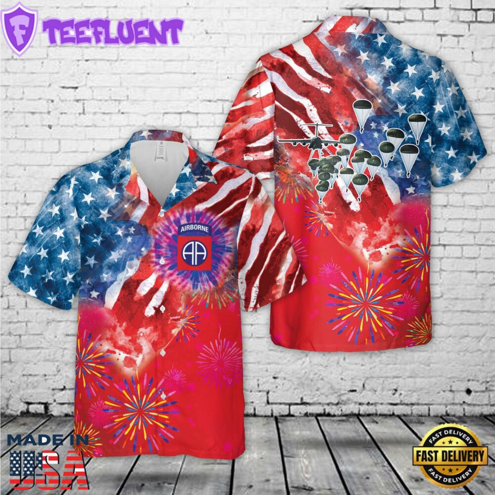 US Army 82nd Airborne Division Paratrooper, 4th Of July Hawaiian Shirt 3