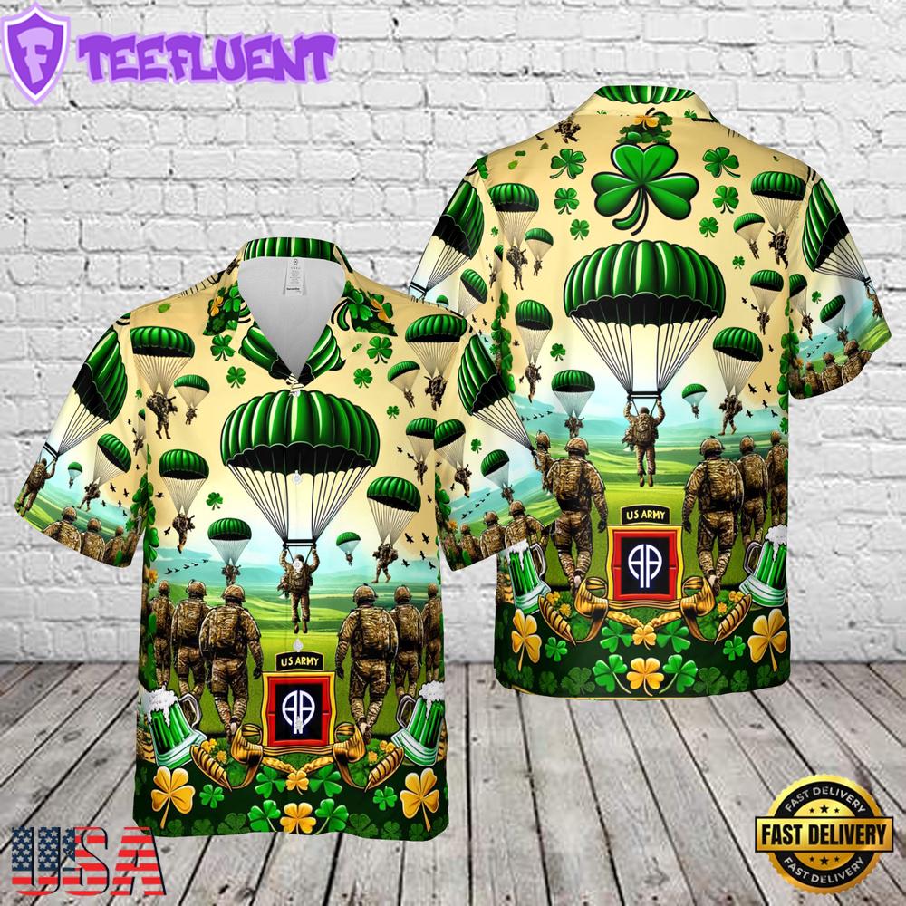 US Army 82nd Airborne Division St Patrick's Day Hawaiian Shirts