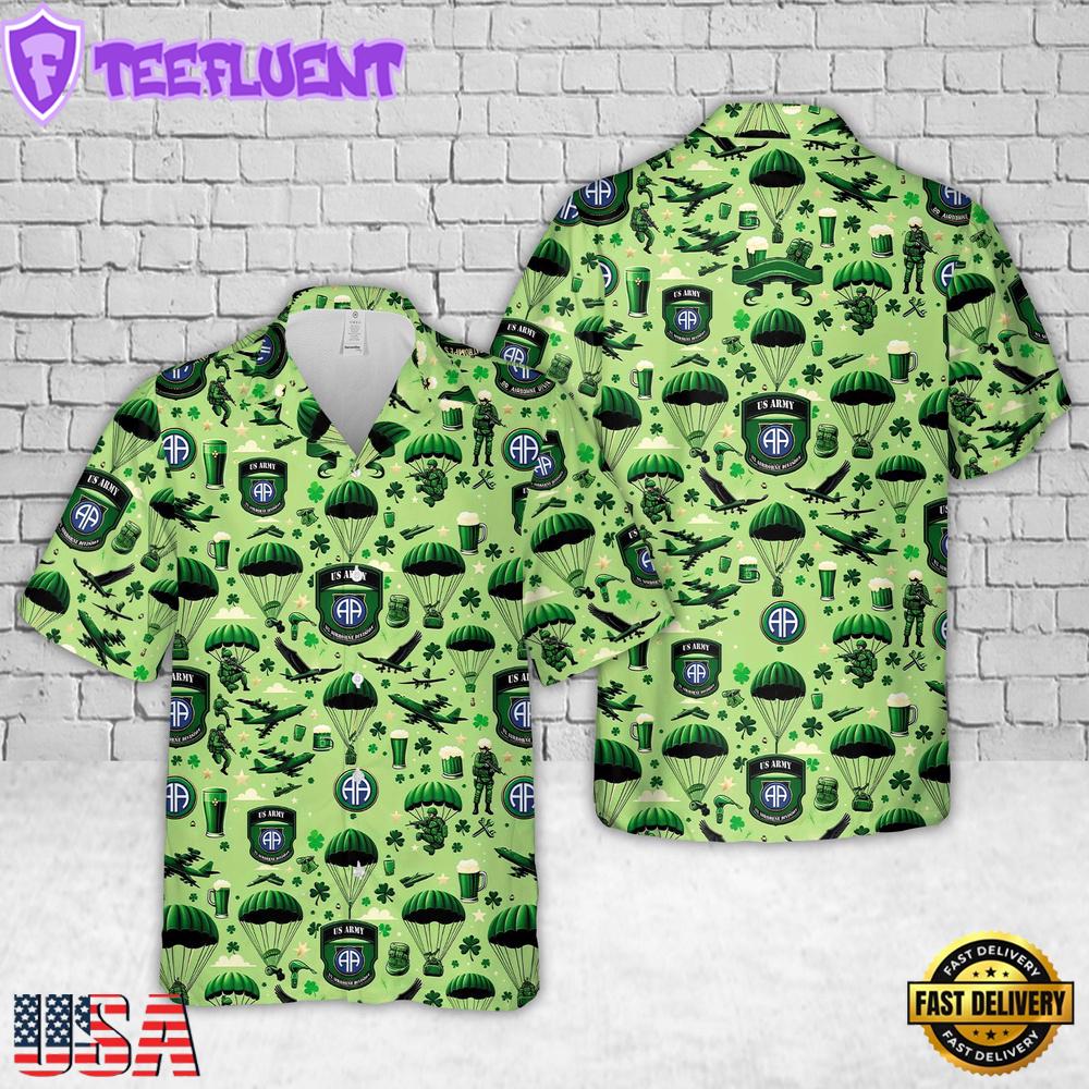 US Army 82nd Airborne Division St Patrick's Day Summer Hawaiian Shirt