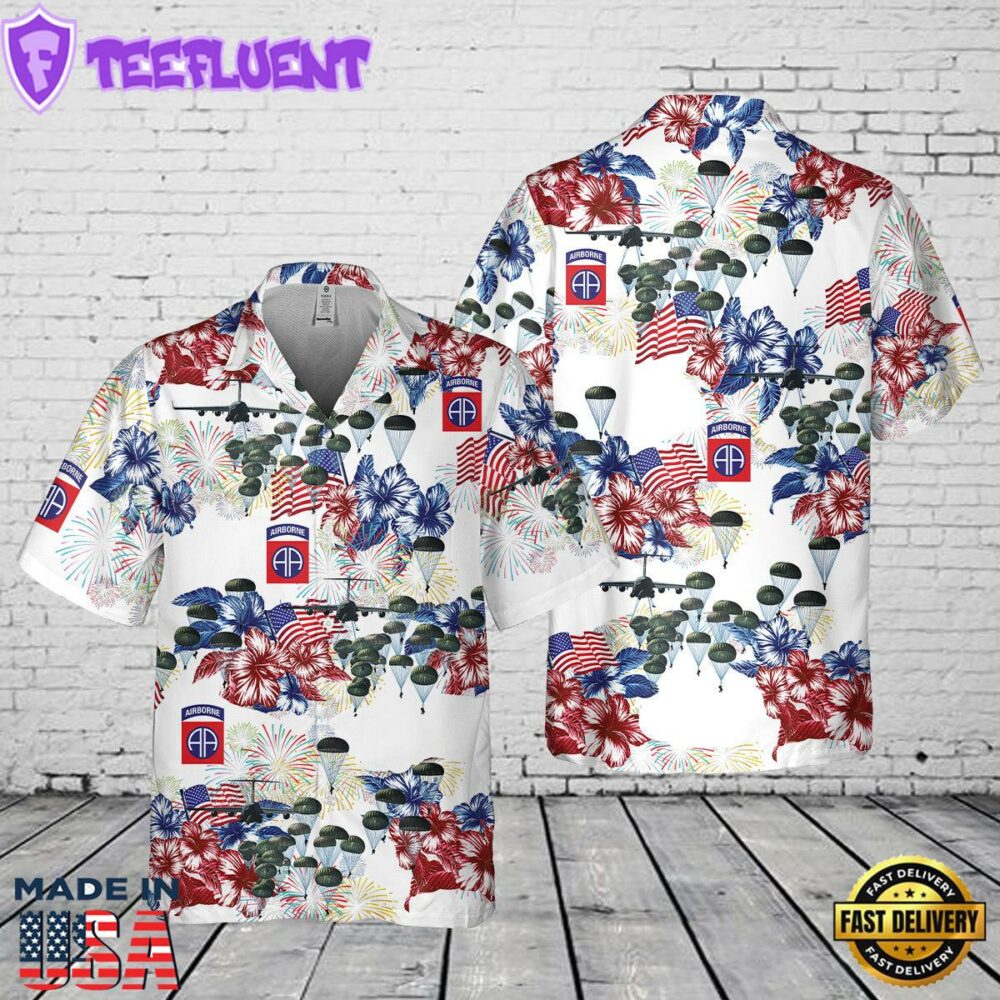 US Army 82nd Airborne Paratrooper, 4th Of July Pocket Hawaiian Shirt