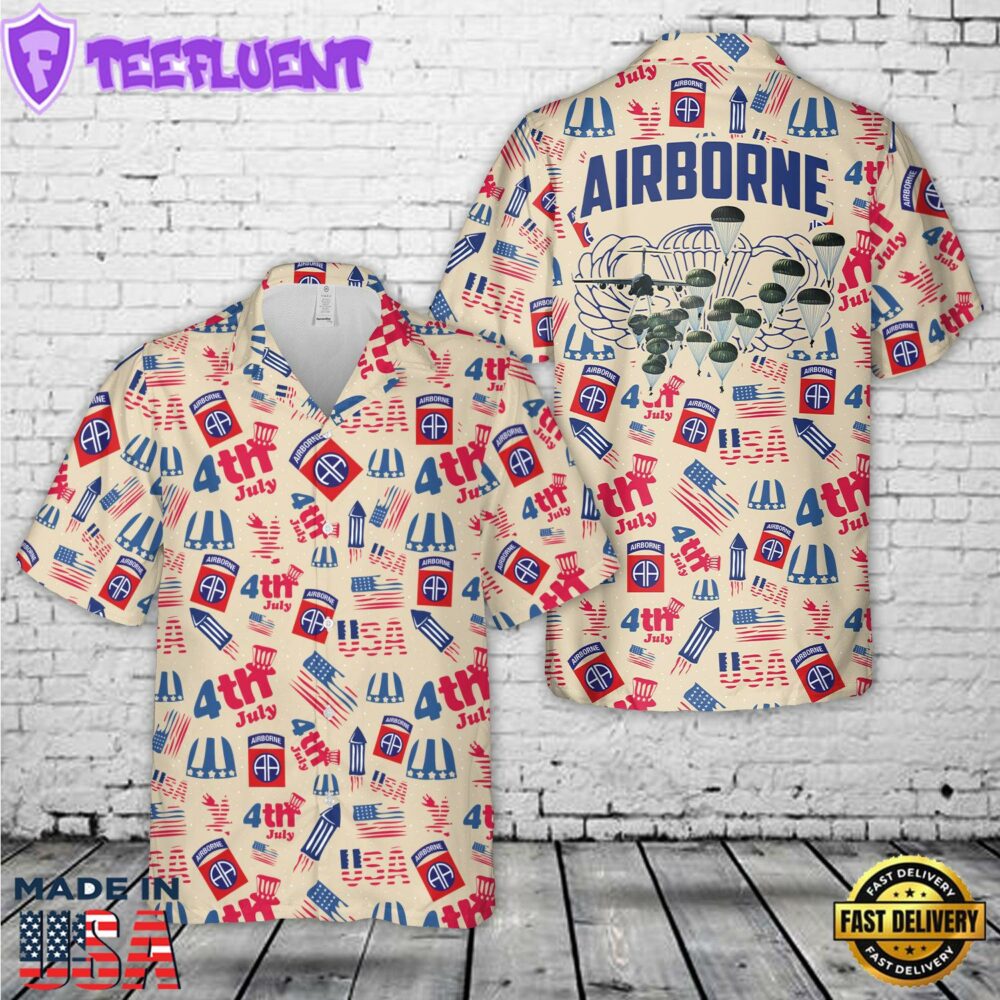 US Army 82nd Airborne Paratrooper Jumpmaster, 4th Of July Hawaiian Shirt