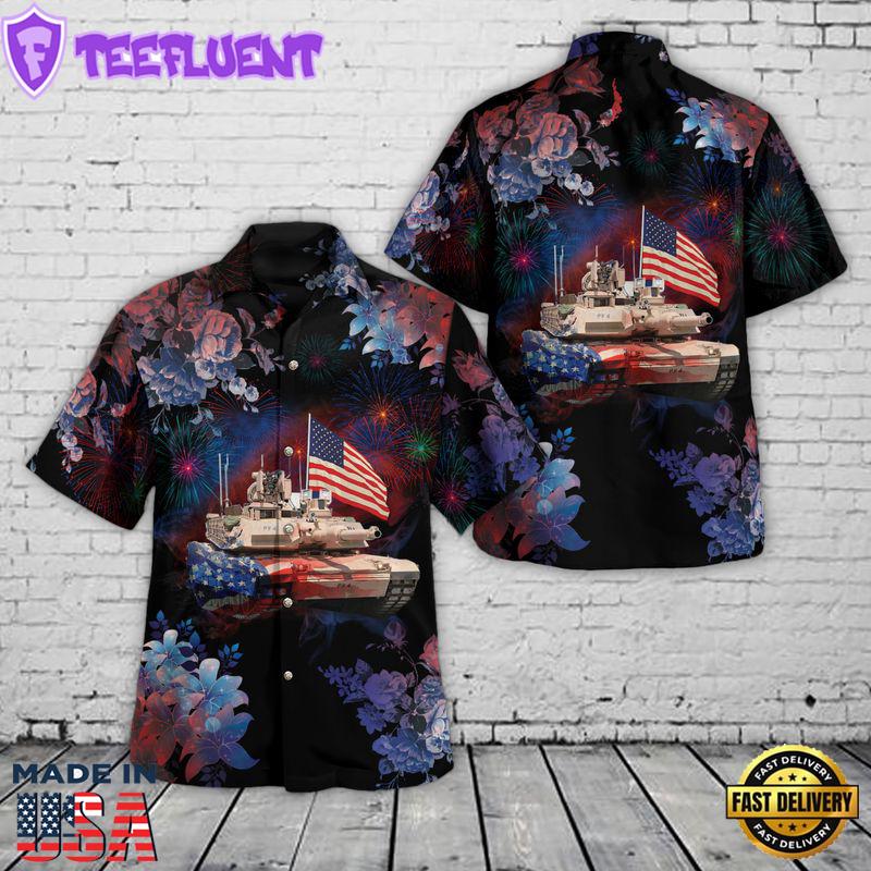 US Army Abrams M1A2 SEPV3 Tank, 4th Of July Hawaiian Shirt
