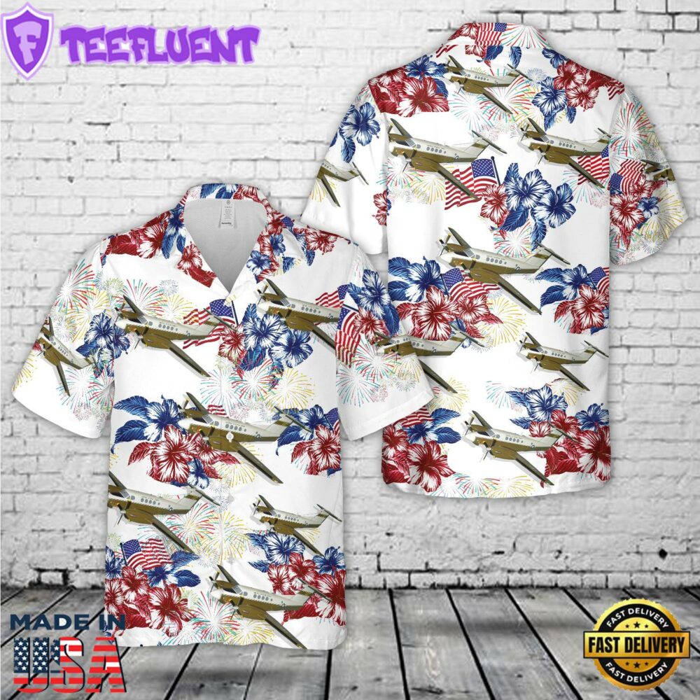 US Army Beechcraft C-12 Huron aircraft, 4th Of July Hawaiian Shirt