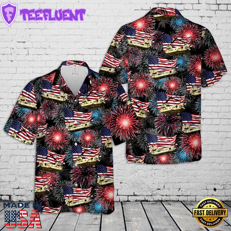 US Army Boeing CH-47 Chinook 4th Of July Hawaiian Shirt