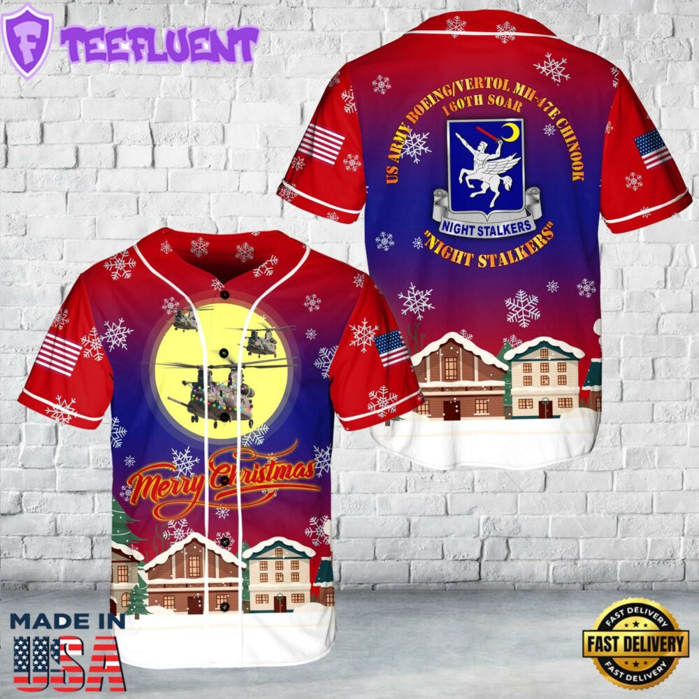 US Army Boeing Vertol MH-47E Chinook, 160th SOAR 'Night Stalkers' Christmas Baseball Jersey