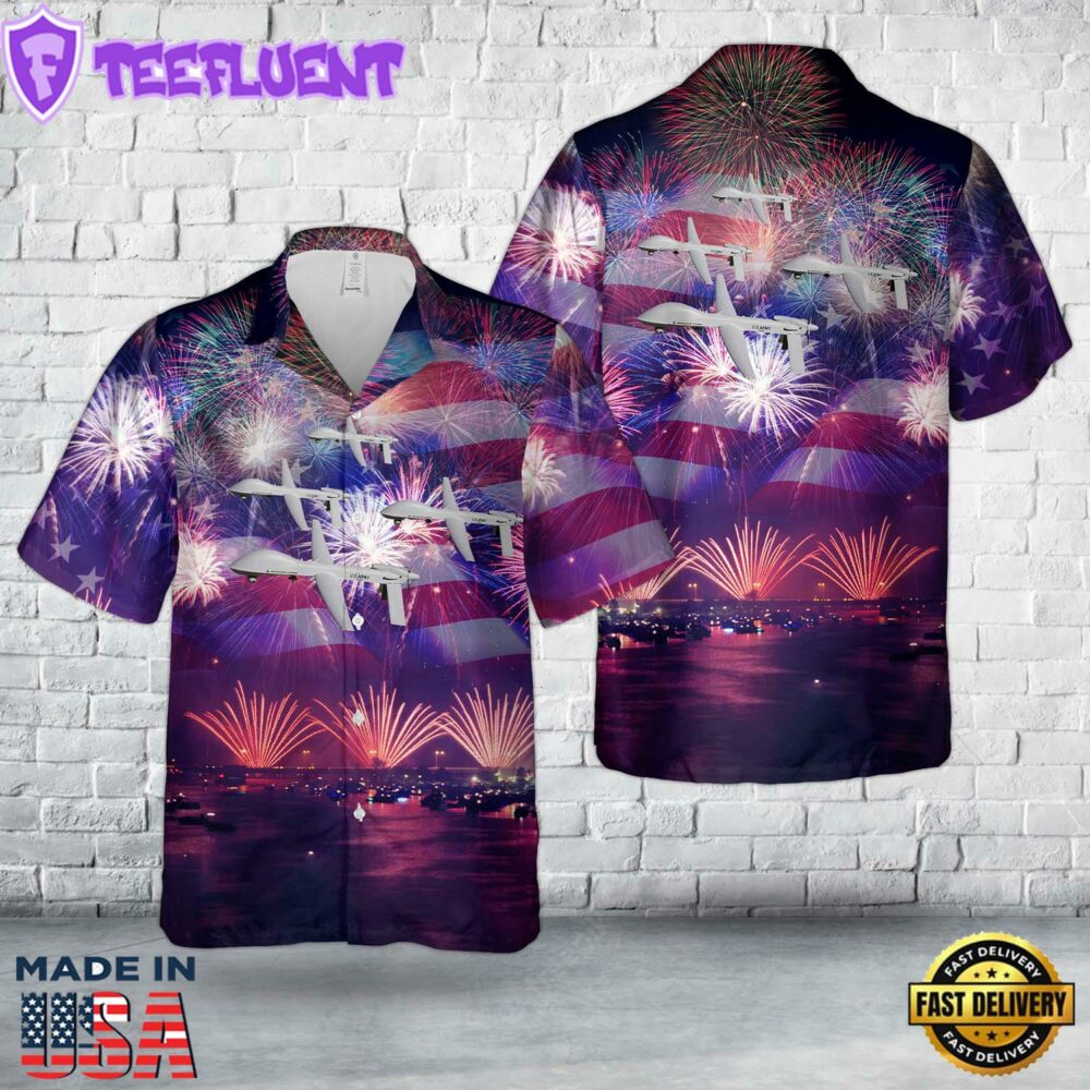 US Army General Atomics MQ-1C Gray Eagle, 4th Of July Hawaiian Shirt