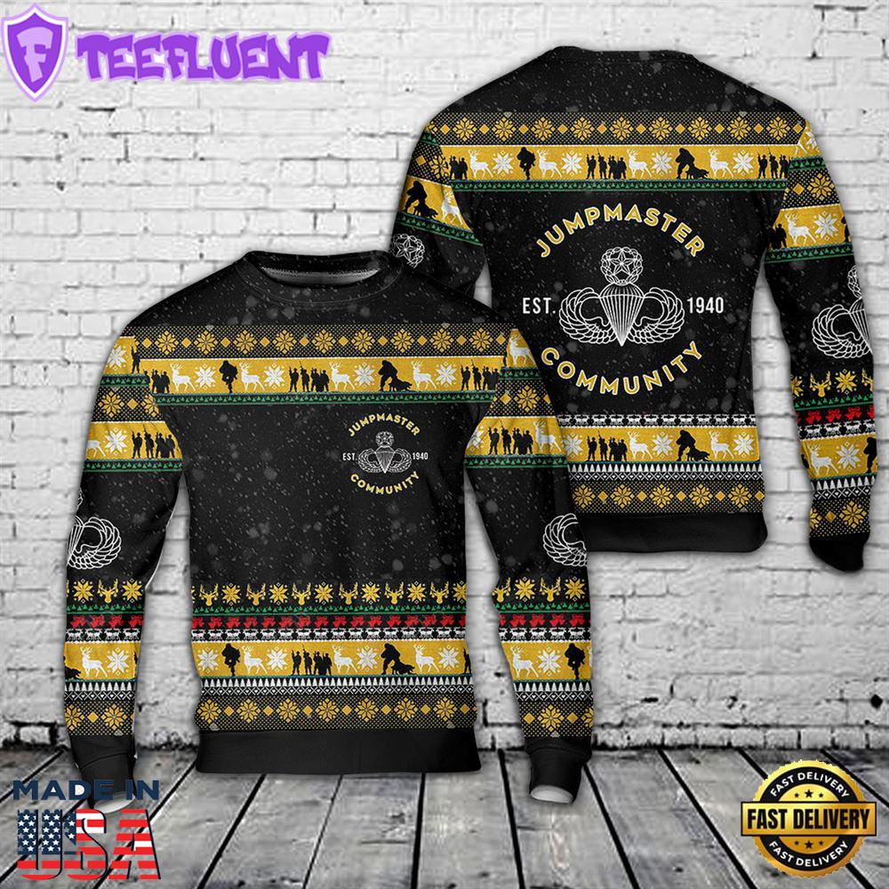 US Army Jumpmaster Community Christmas AOP Sweater