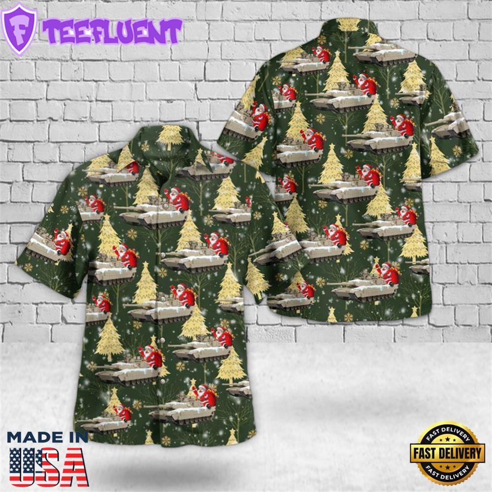 US Army M1 Abrams Tank Christmas Hawaiian Shirt