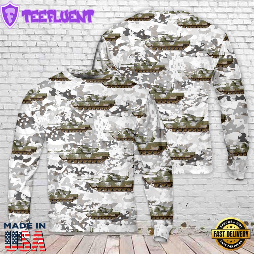 US Army M1 Abrams Tank winter camo Christmas Sweater