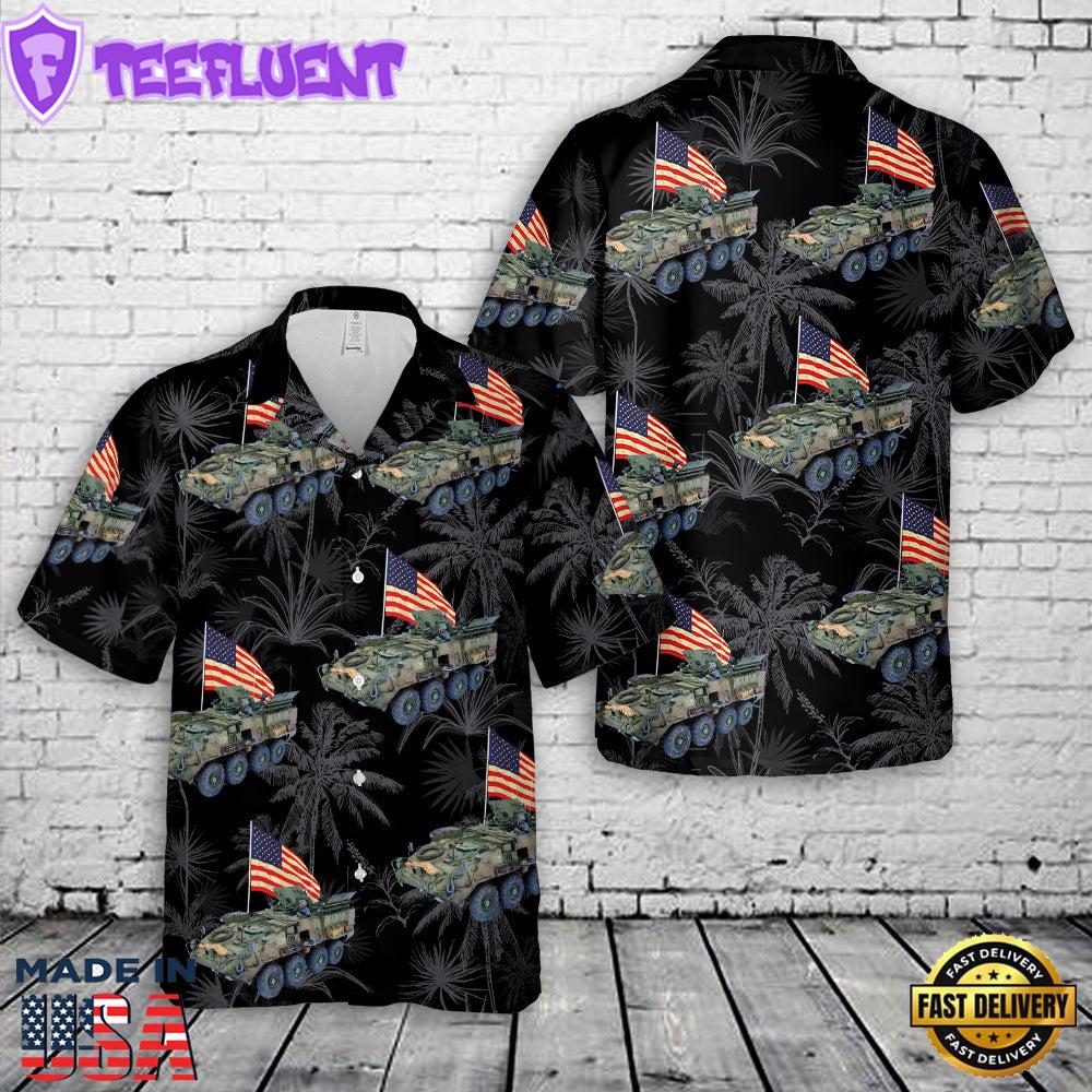 US Army M1129 Stryker Mortar Carrier, 4th Of July Hawaiian Shirt
