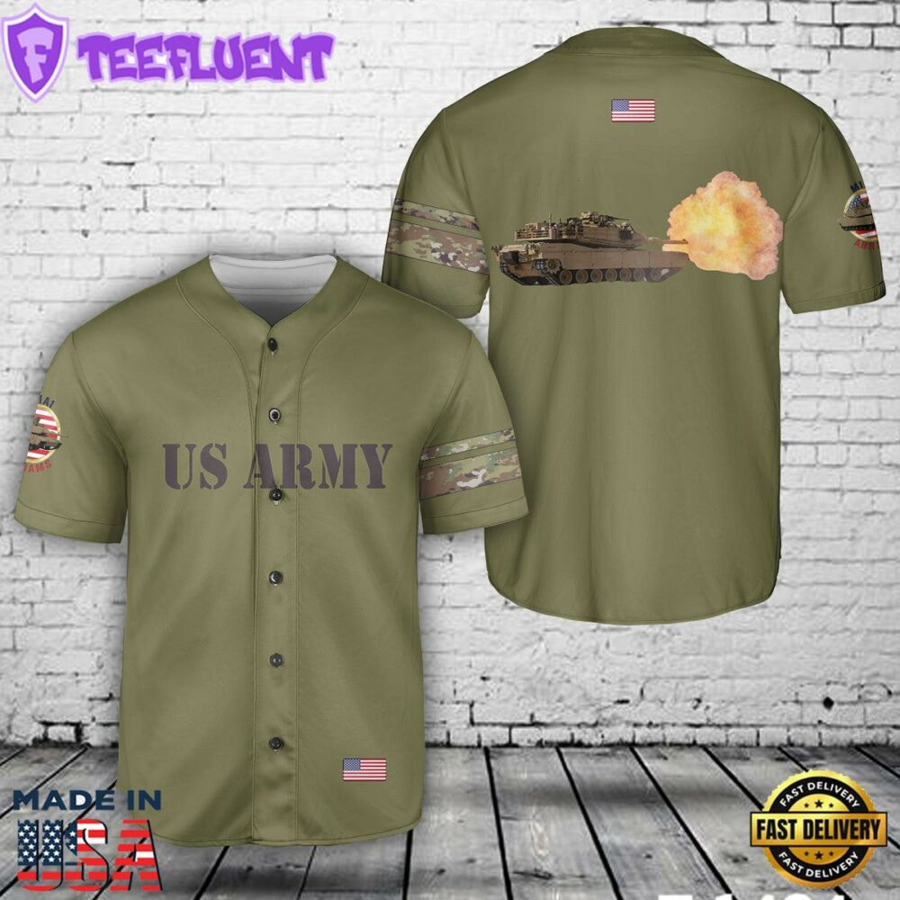 US Army M1A1 Abrams Main Battle Tank Baseball Jersey