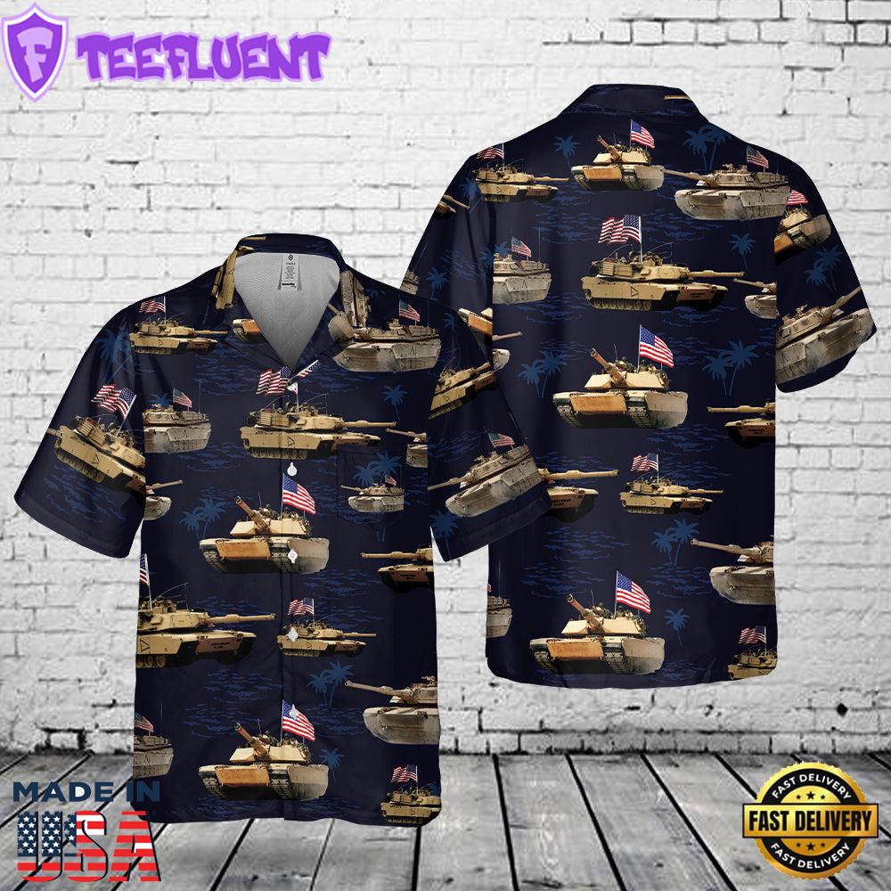US Army M1A1 Abrams Tank July 4th Pocket Hawaiian Shirt