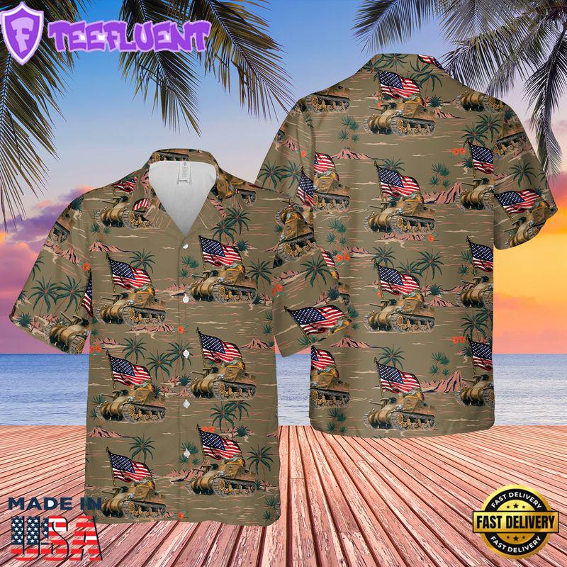US Army M3 Medium Tank (M3 Lee) 4th Of July Hawaiian Shirt