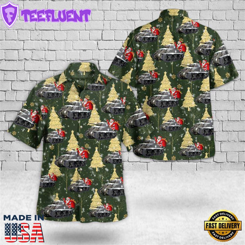 US Army M4 Sherman Christmas Hawaiian Shirt