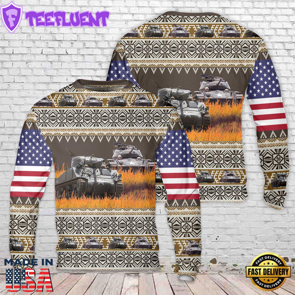US Army M4A3 Sherman Christmas Sweater