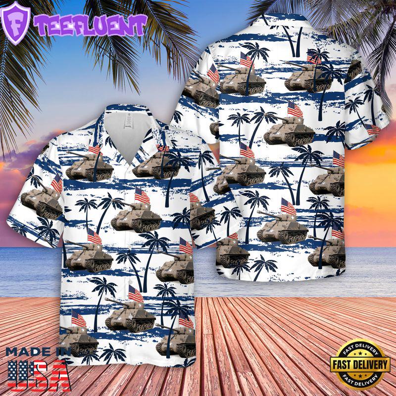 US Army M4A3(76)W HVSS, 4th Of July Hawaiian Shirt