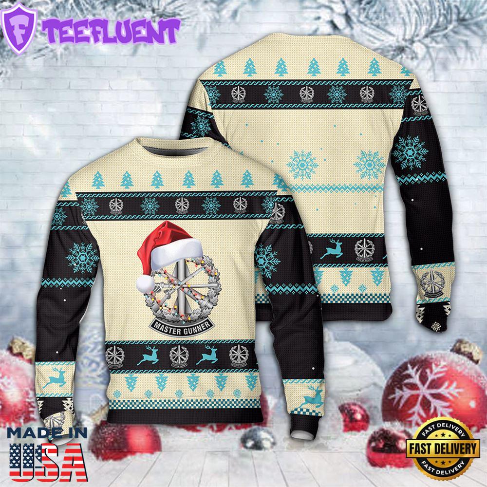 US Army Master Gunner Identification Badge Christmas AOP Sweater