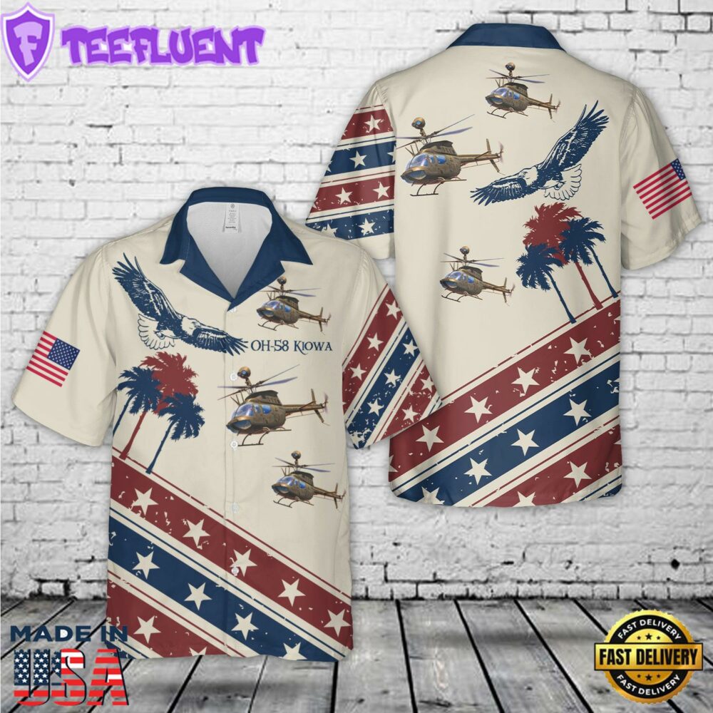 US Army OH-58 Kiowa, 4th Of July Hawaiian Shirt