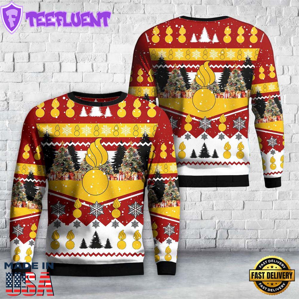 US Army Ordnance Branch Insignia Christmas AOP Knitted Sweater