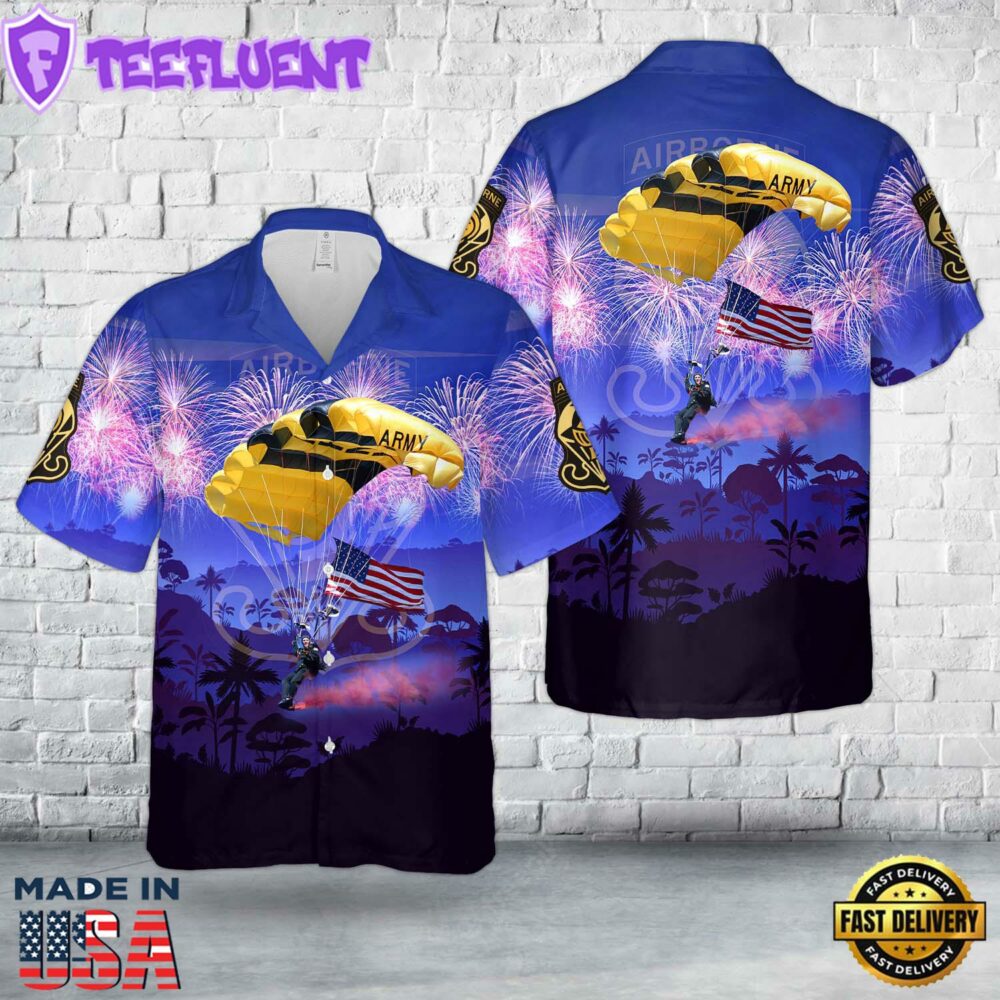 US Army Parachute Team Golden Knights, 4th Of July Hawaiian Shirt