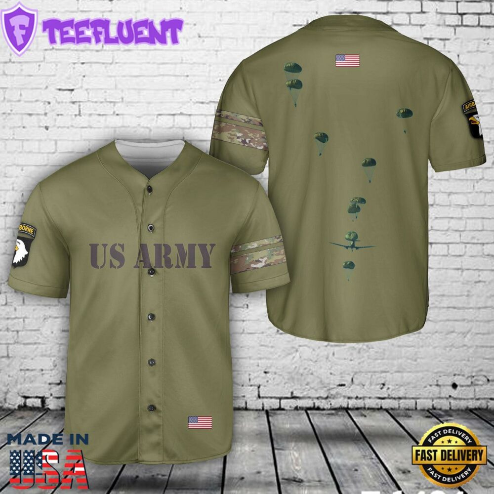 US Army Paratroopers 101st Airborne Division Parachute Baseball Jersey
