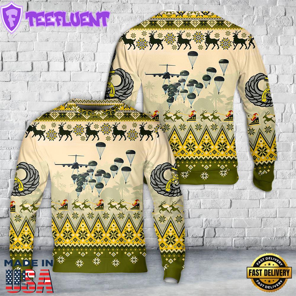 US Army Paratroopers With 118th Military Police Company Airborne Parachute Christmas Sweater
