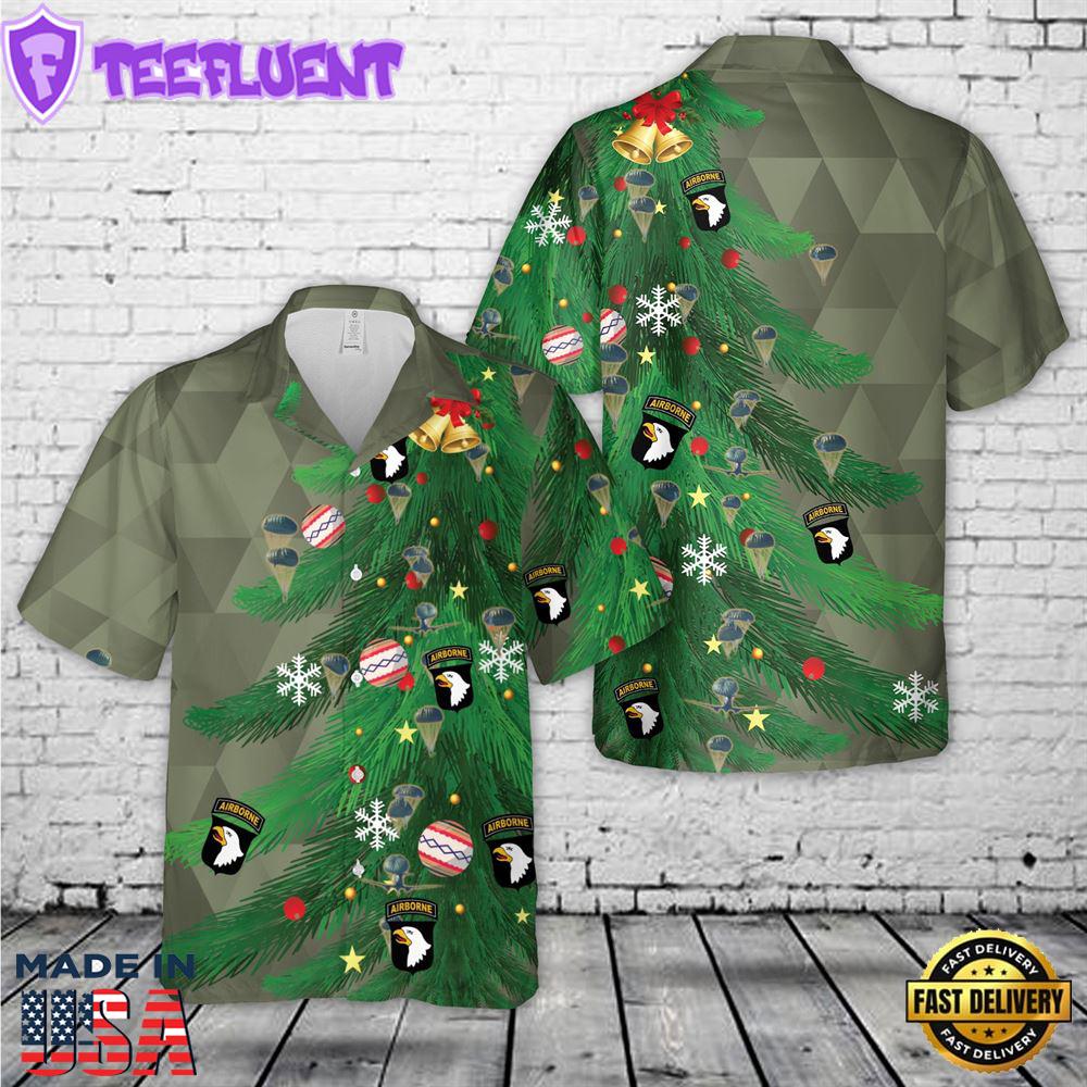 US Army Paratroopers With The 101st Airborne Division Parachute Christmas Hawaiian Shirt