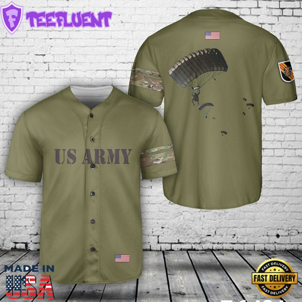 US Army Paratroopers With The 5th Special Forces Group (Airborne) (5th SFG (A)) Parachute Baseball Jersey