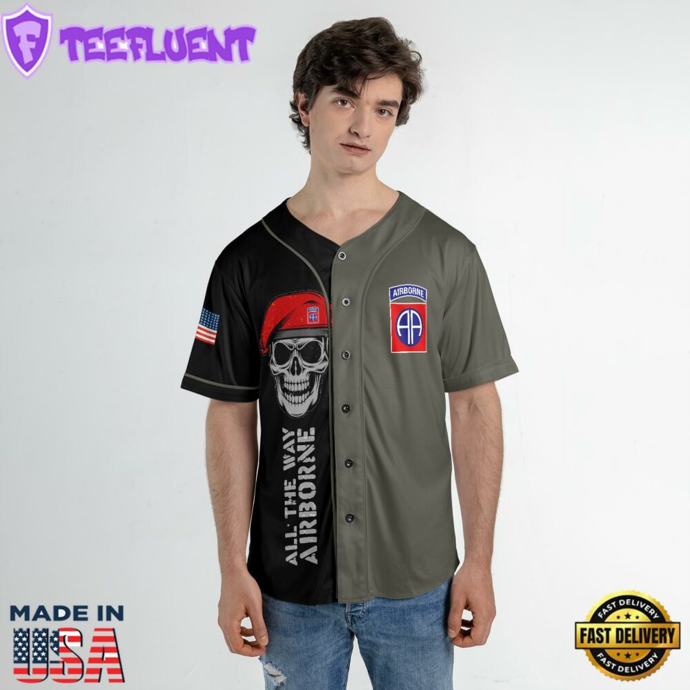 US Army Paratroopers With The 82nd Airborne Division Parachute Baseball Jersey