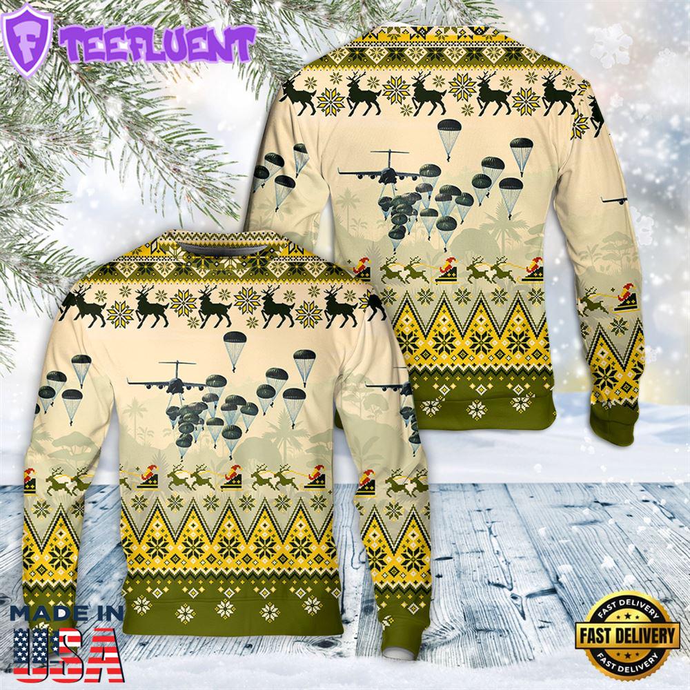 US Army Paratroopers With The 82nd Airborne Division Parachute Christmas Sweater 2