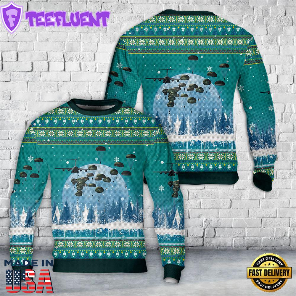 US Army Paratroopers With The 82nd Airborne Division Parachute Christmas Sweater