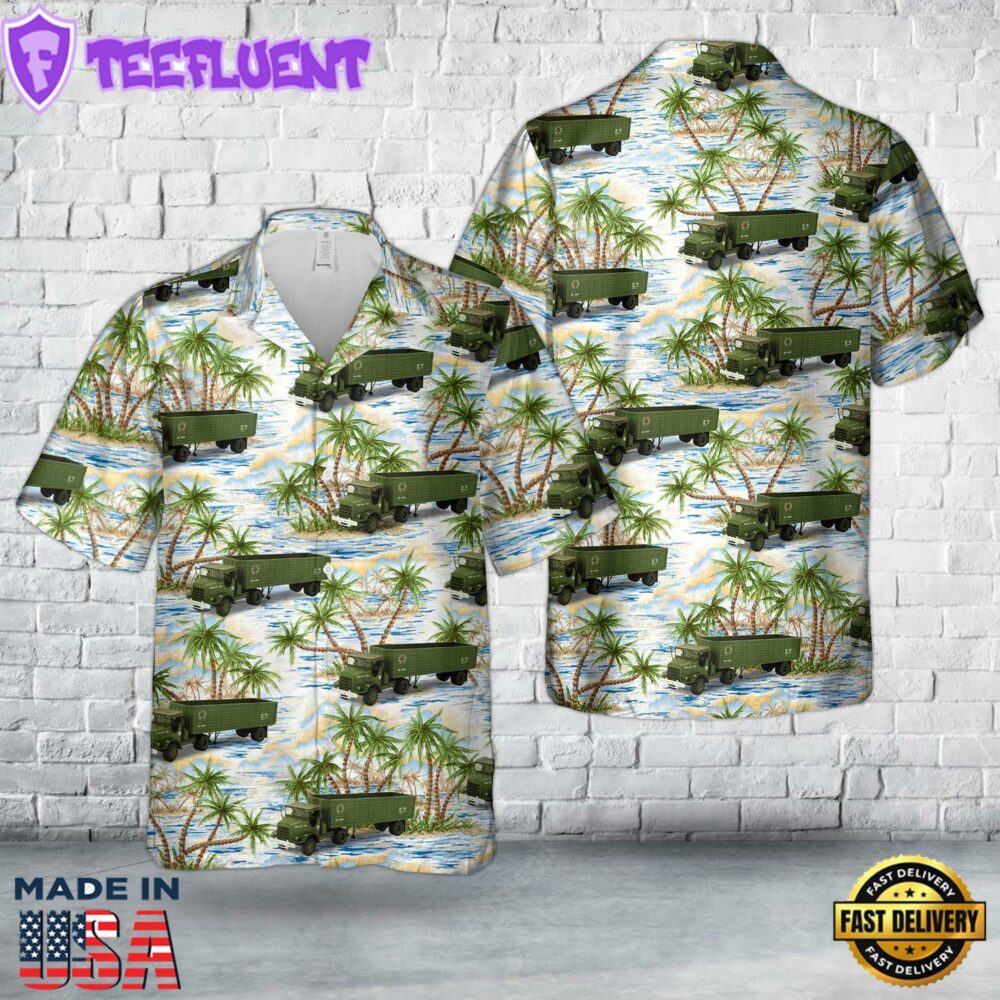 US Army Red Ball Express Tractor Trailer Hawaiian Shirt