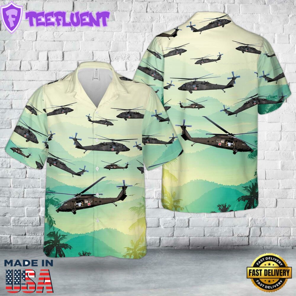 US Army Sikorsky HH-60M MEDEVAC Black Hawk Helicopter Hawaiian Shirt