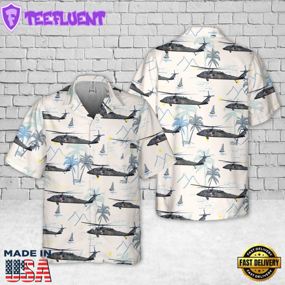 US Army Sikorsky HH-60M MEDEVAC Black Hawk Helicopter Pocket Hawaiian Shirt