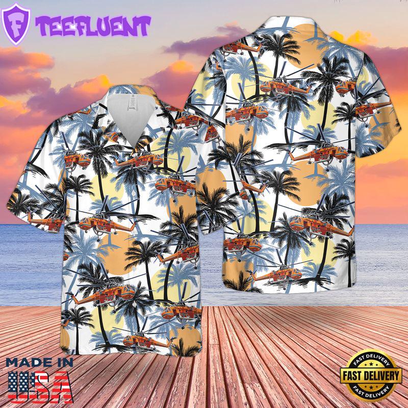 US Army Sikorsky S-64 Skycrane Helicopter Hawaiian Shirt
