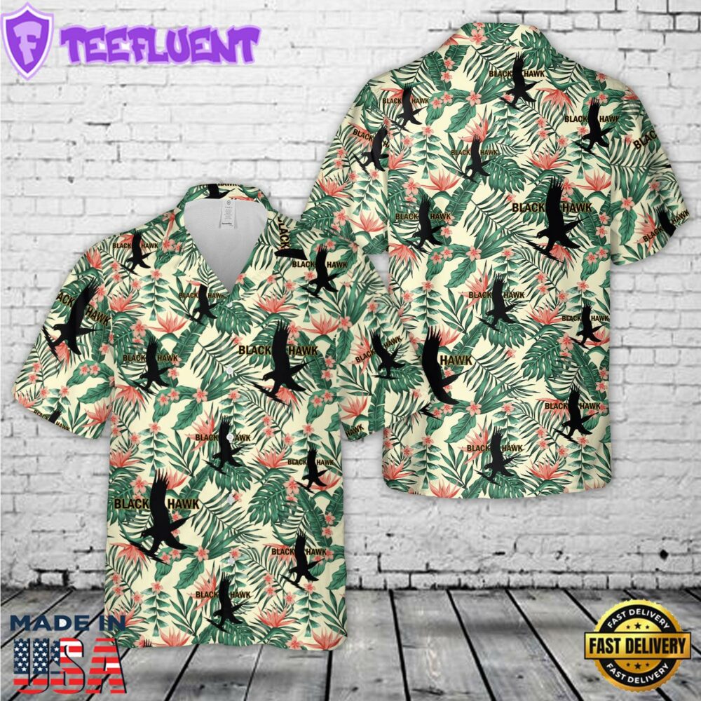 US Army Sikorsky UH-60 Black Hawk Military Helicopter Hawaiian Shirt