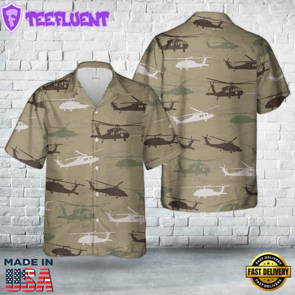 US Army Sikorsky UH-60 Black Hawk Silhouette Hawaiian Shirt