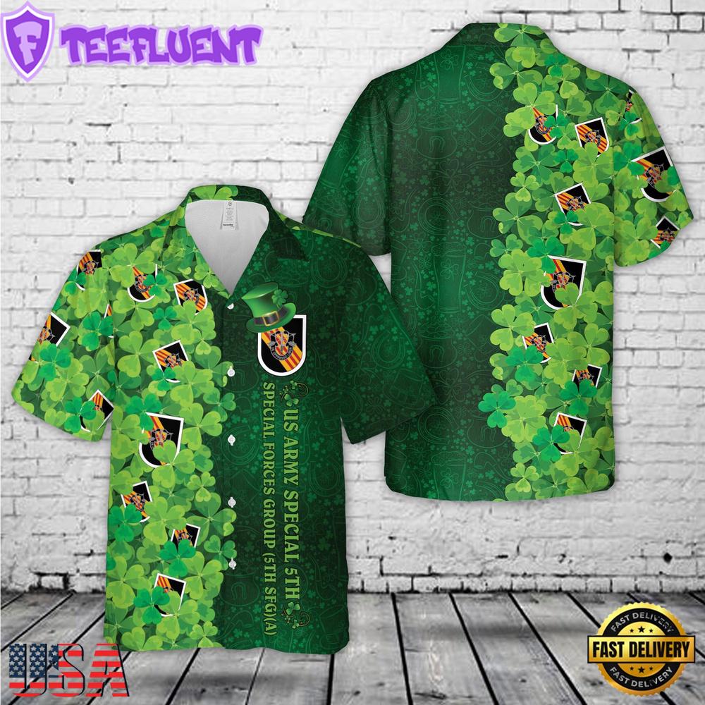 US Army Special 5th Special Forces Group Patrick's Day Hawaiian Shirt