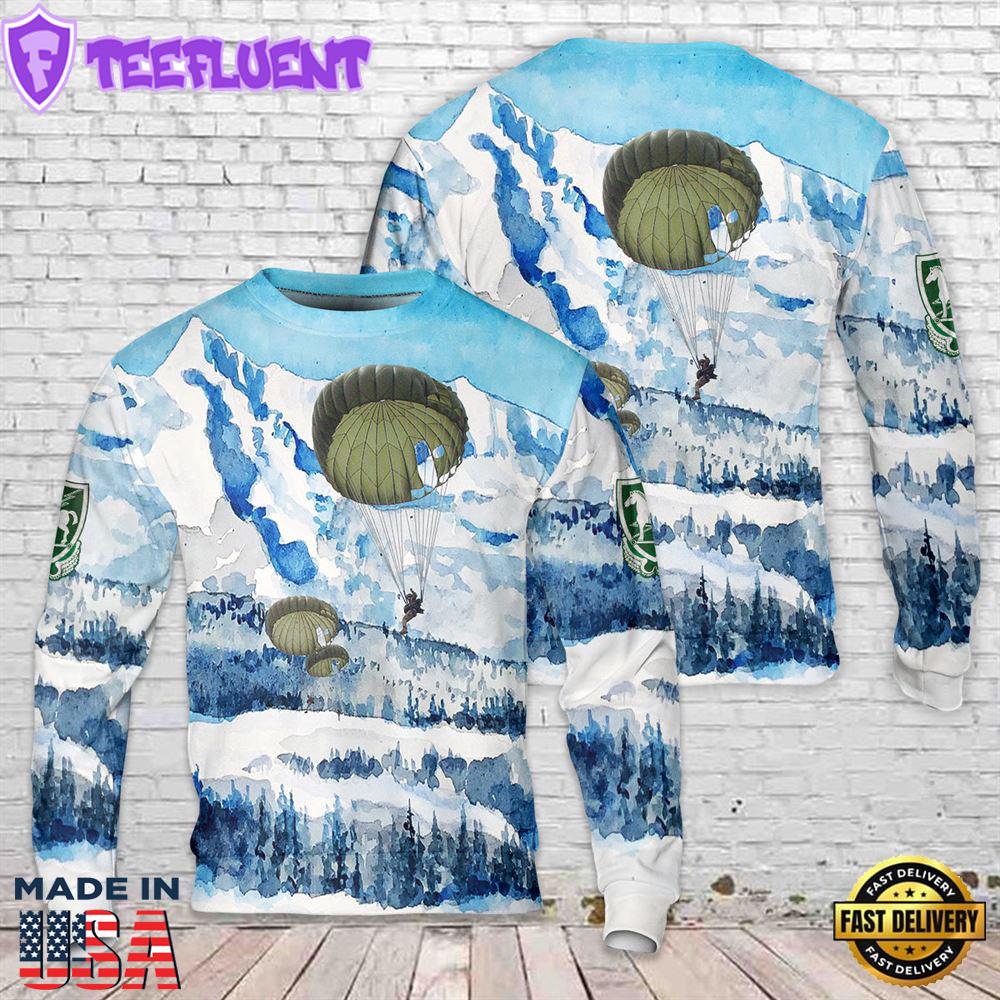 US Army Special Forces 10th Special Forces Group (Airborne) (10th SFG (A)) Parachute Christmas Sweater