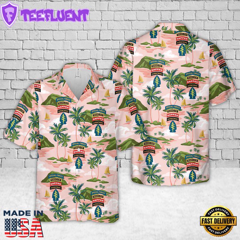 US Army Special Forces Ranger Sapper Airborne Hawaiian Shirt