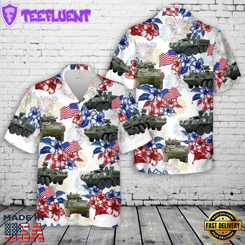 US Army Stryker Tank Flag Hawaiian Shirt