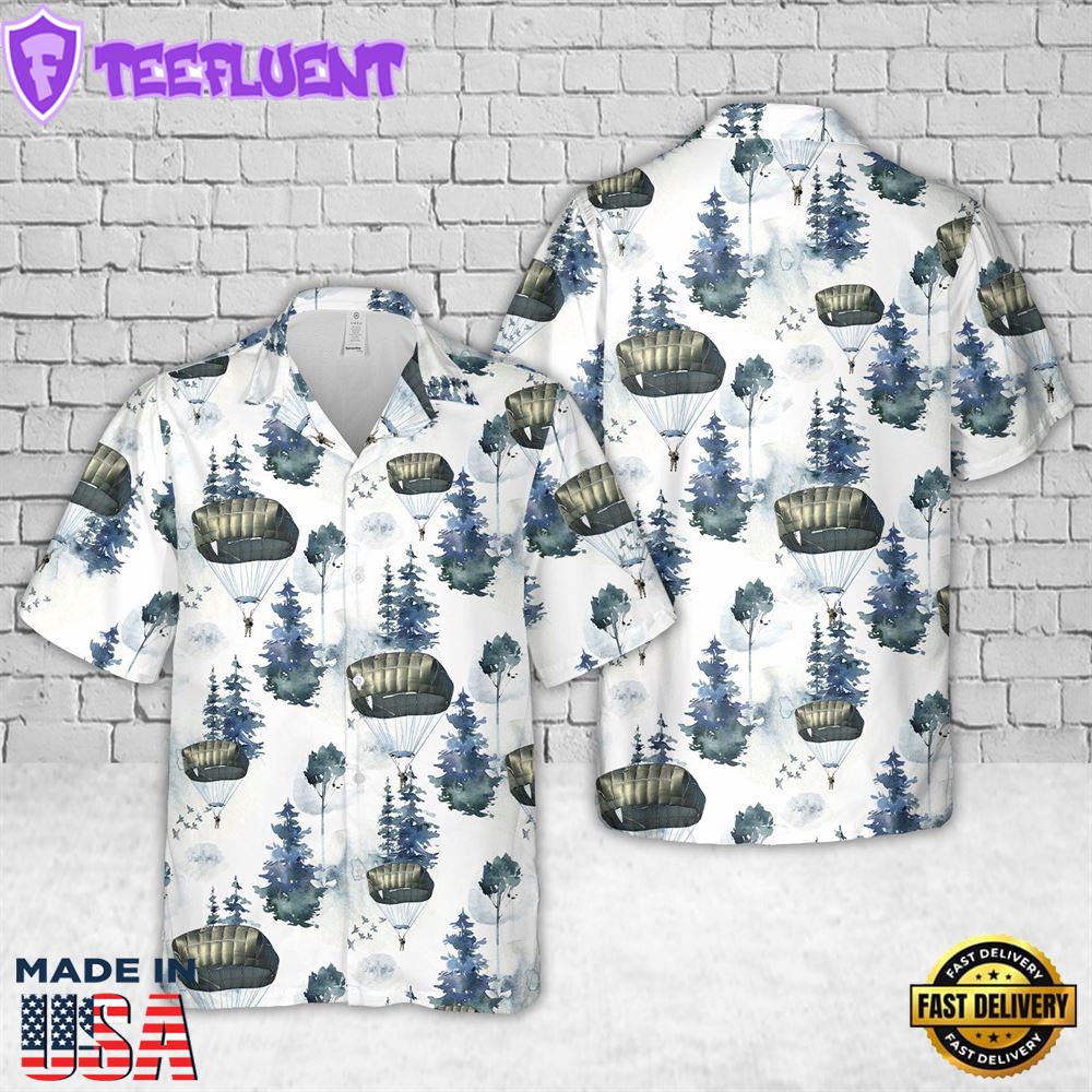 US Army T-11 Parachute Of 173rd Infantry Brigade Combat Team Christmas Hawaiian Shirt