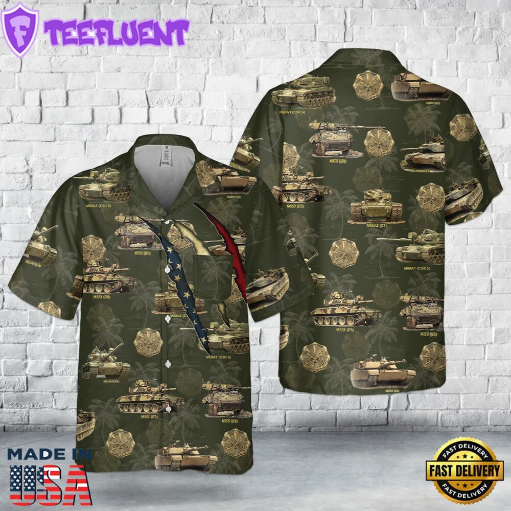 US Army Tank M60 Master Gunner Pocket Hawaiian Shirt