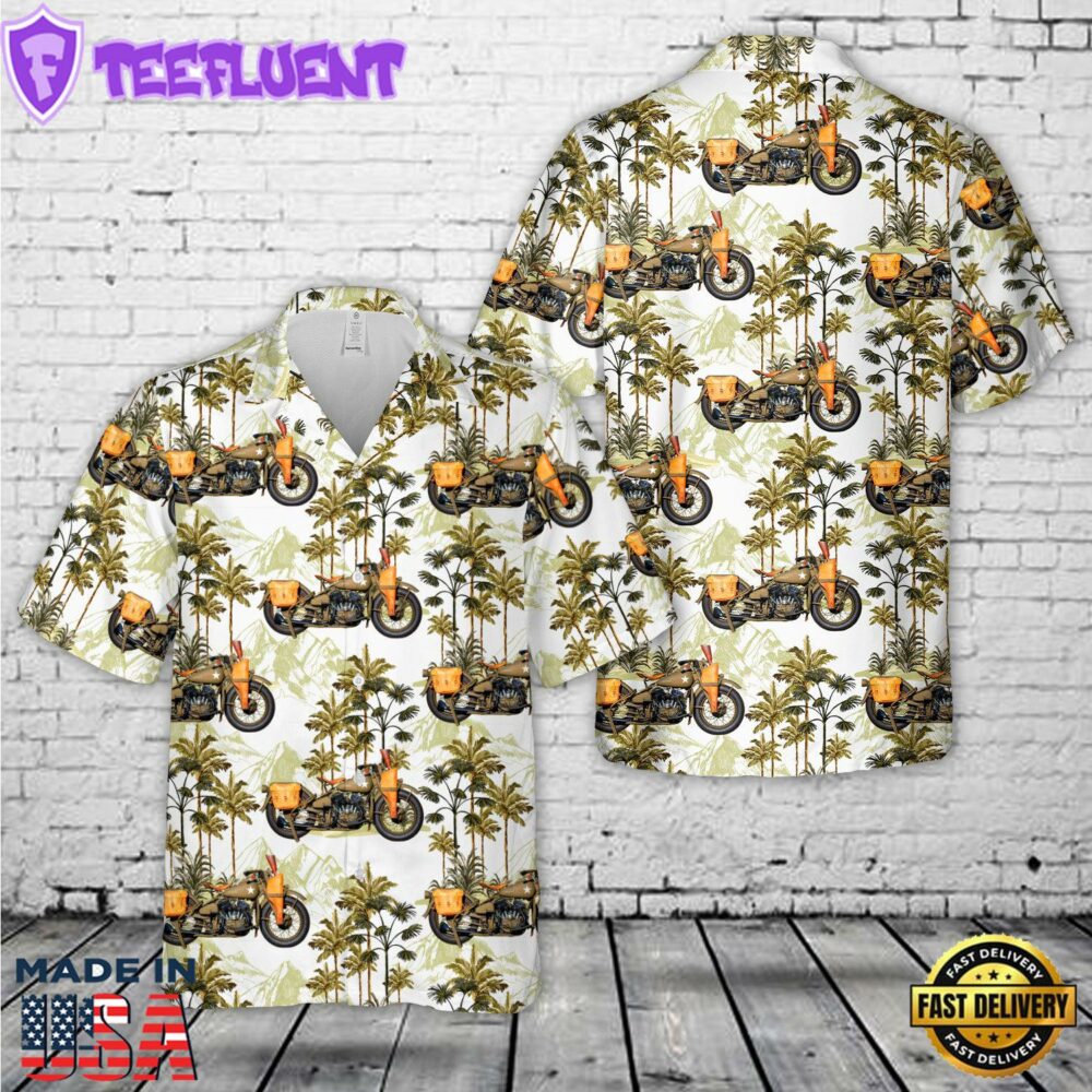 US Army The Liberator WLA 1942 Great Motorcycle Hawaiian Shirt